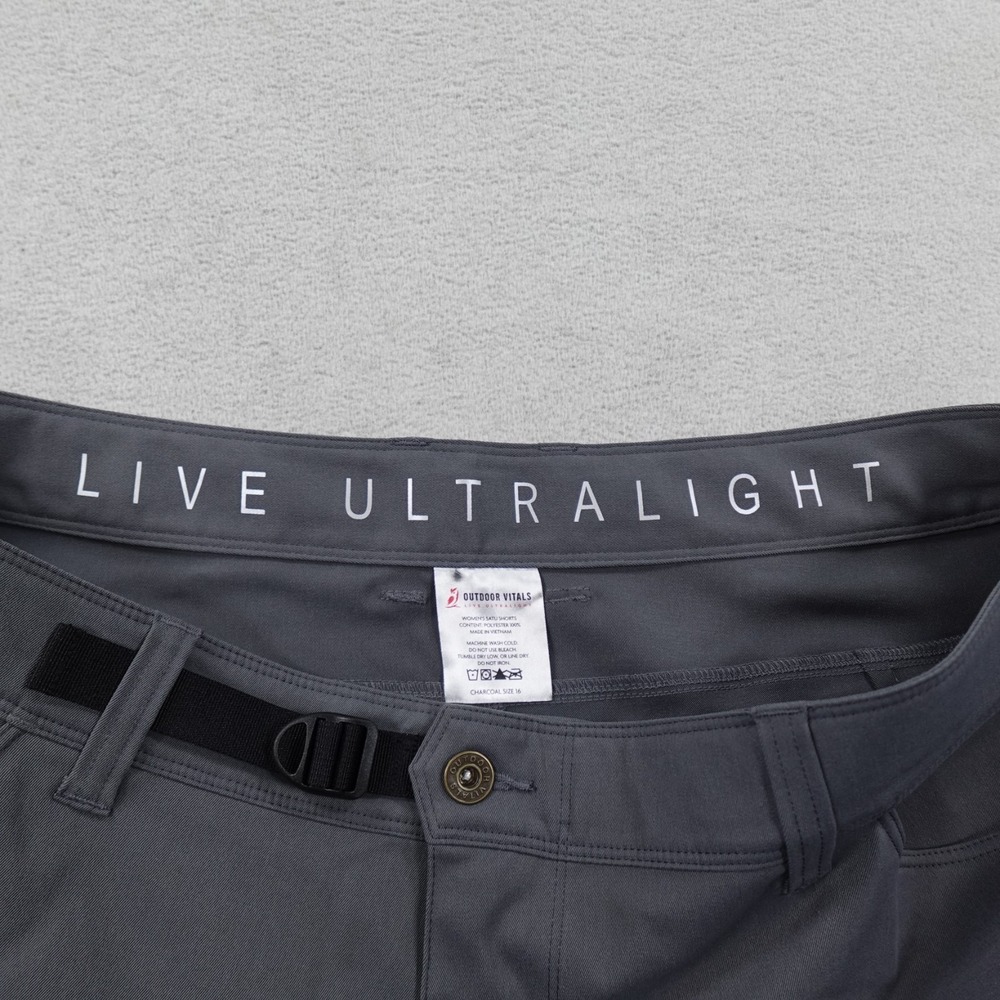 Outdoor Vitals Satu Shorts Womens 16 Gray Cargo Lightweight DWR Hiking Travel 8" - Picture 4 of 9